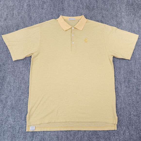 Peter Millar Shirt Men Large Yellow Micro Dot Polo Short Sleeve Performance Golf - Picture 1 of 16